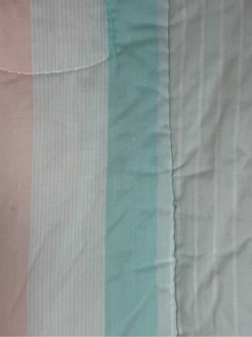 Vtg Lambs & Ivy Baby Blanket Quilt Pastel Stripes Plush Puppy Dog Ruffle Border